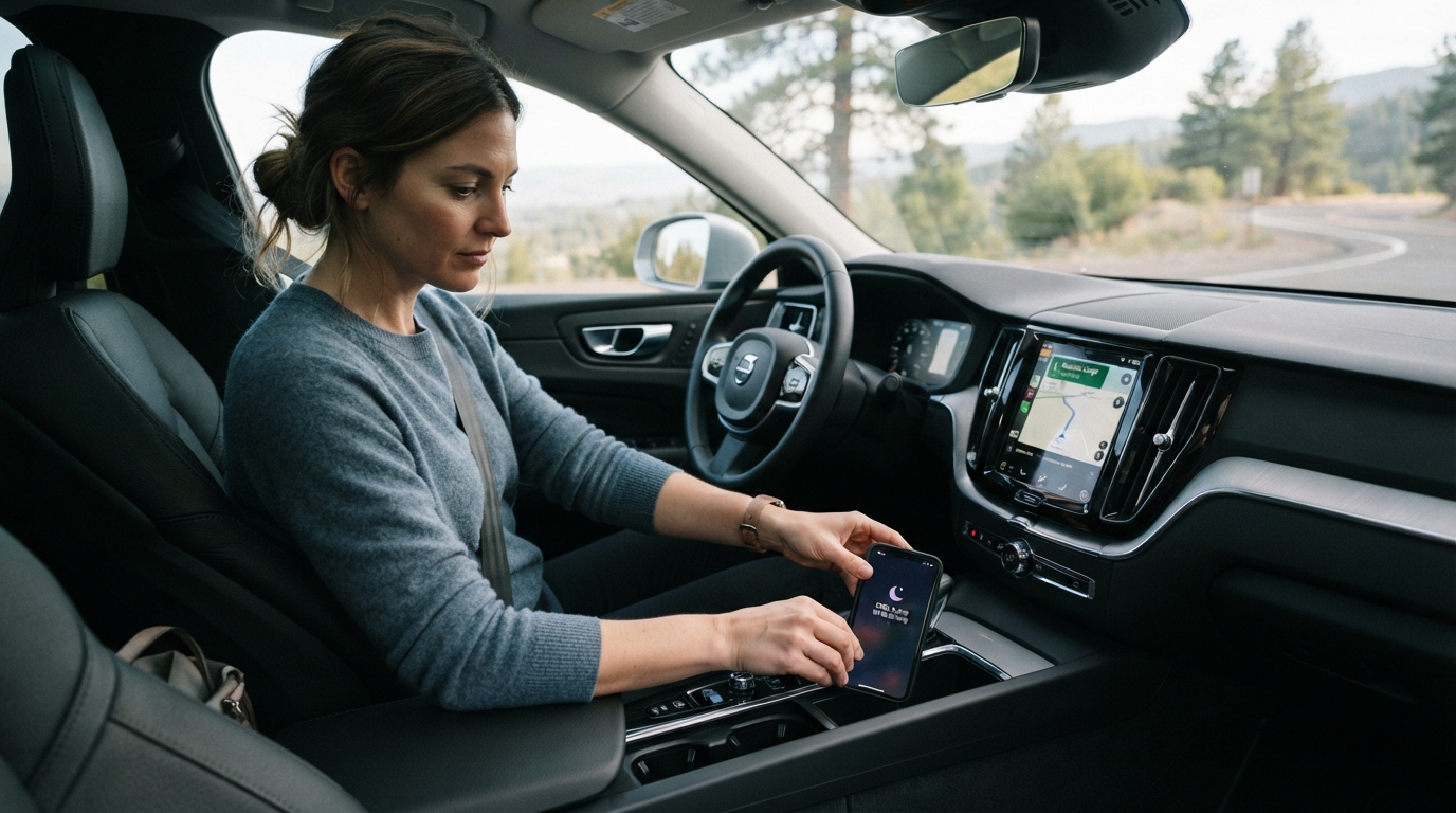 Driver preventing distracted driving by setting up a phone before the trip